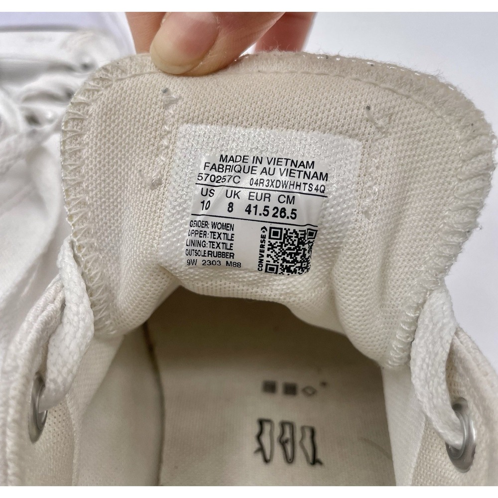 CONVERSE Chuck Taylor All Star Move Canvas Platform Women 10 White 570257C EUC - Picture 8 of 8